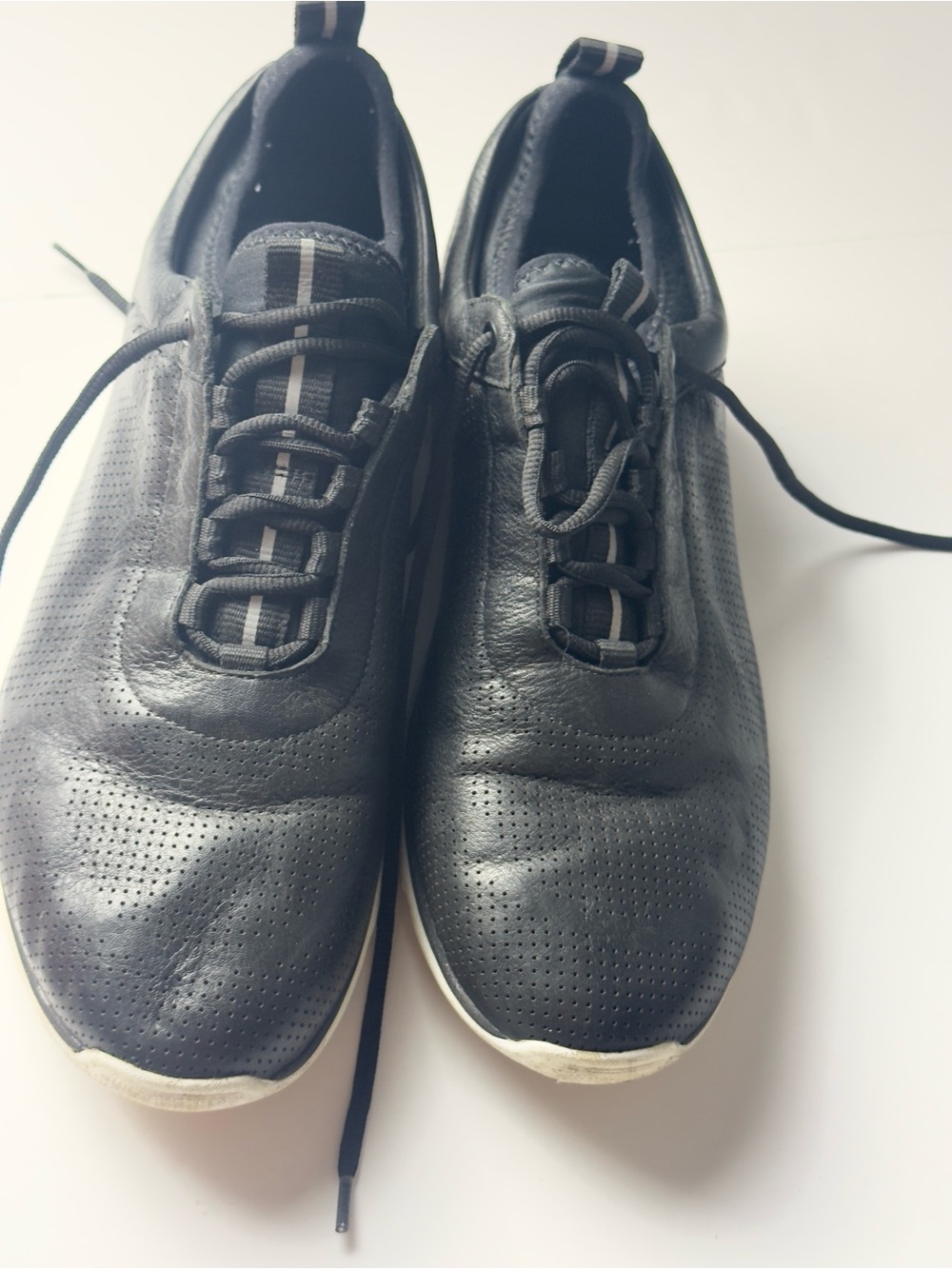 Johnston & Murphy Black Perforated Leather Sneakers